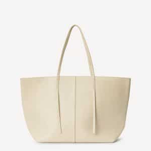 By Malene Birger Abilla grainy leather tote Light Beige