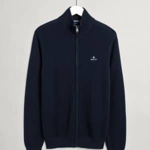 GANT Pique Zip Cardigan Evening-Blue