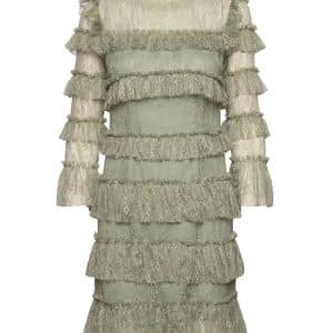 Malina Carmine  Mini Frill Lace Dress - Sage