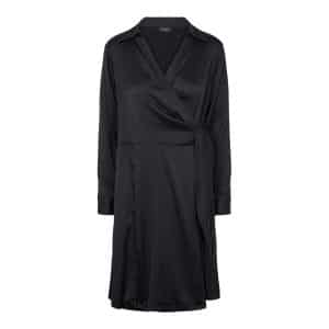 Sand Matt Main Wrap Volume Dress Black