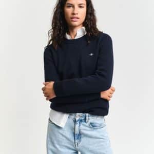 Gant Classic Cotton C-Neck Sweater Blue