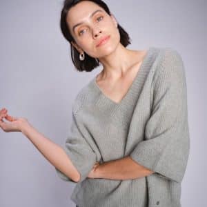 Mos Mosh Taci 3/4 V-neck Knit Shadow