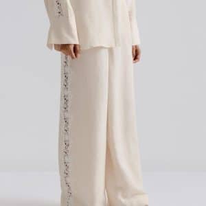 Malina Stephanie lace detail linen Pant