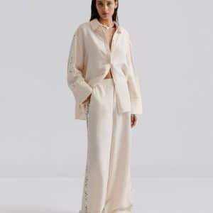 Malina Ember lace detail linen Shirt