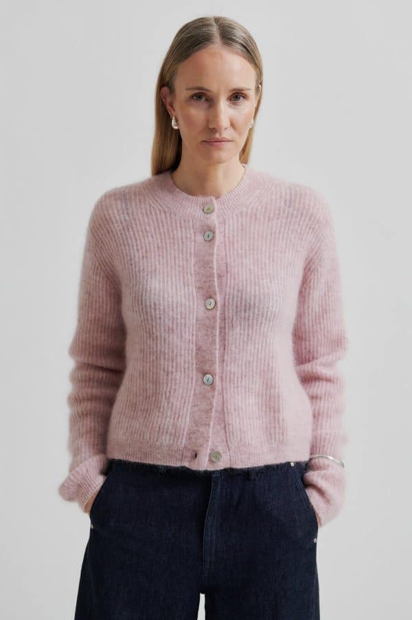 Second Female Andrea Knit Rib LS Cardigan Sepia Rose