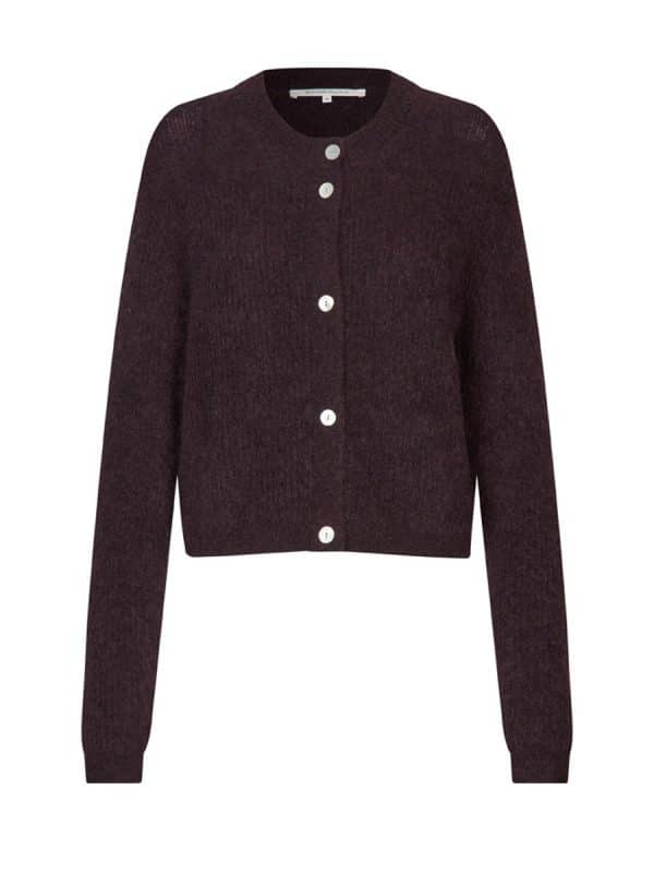 Second Female Andrea Knit Rib LS Cardigan Chocolate Plum - Bild 3