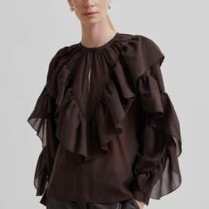 Second Female Fria Frill Blouse Chocolate Plum