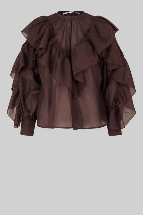 Second Female Fria Frill Blouse Chocolate Plum - Bild 2