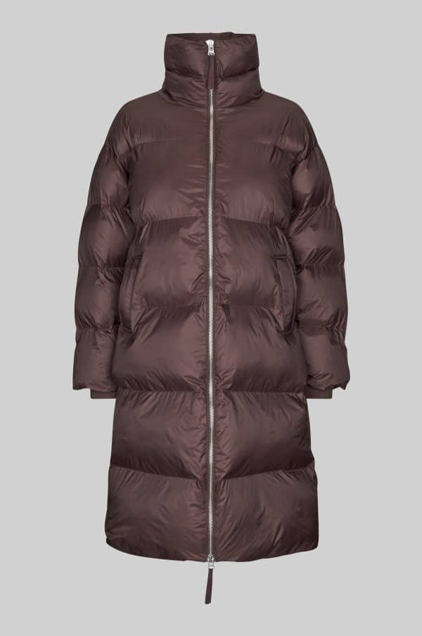 Second Female Riya Long Puffer Jacket Chocolate Plum - Bild 3