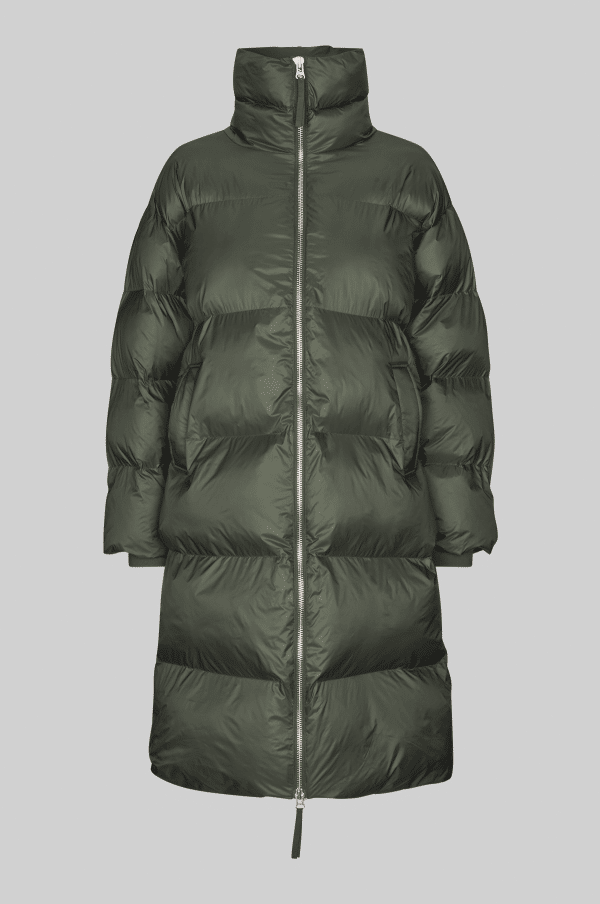 Second Female Riya Long Puffer Jacket Beluga - Image 2