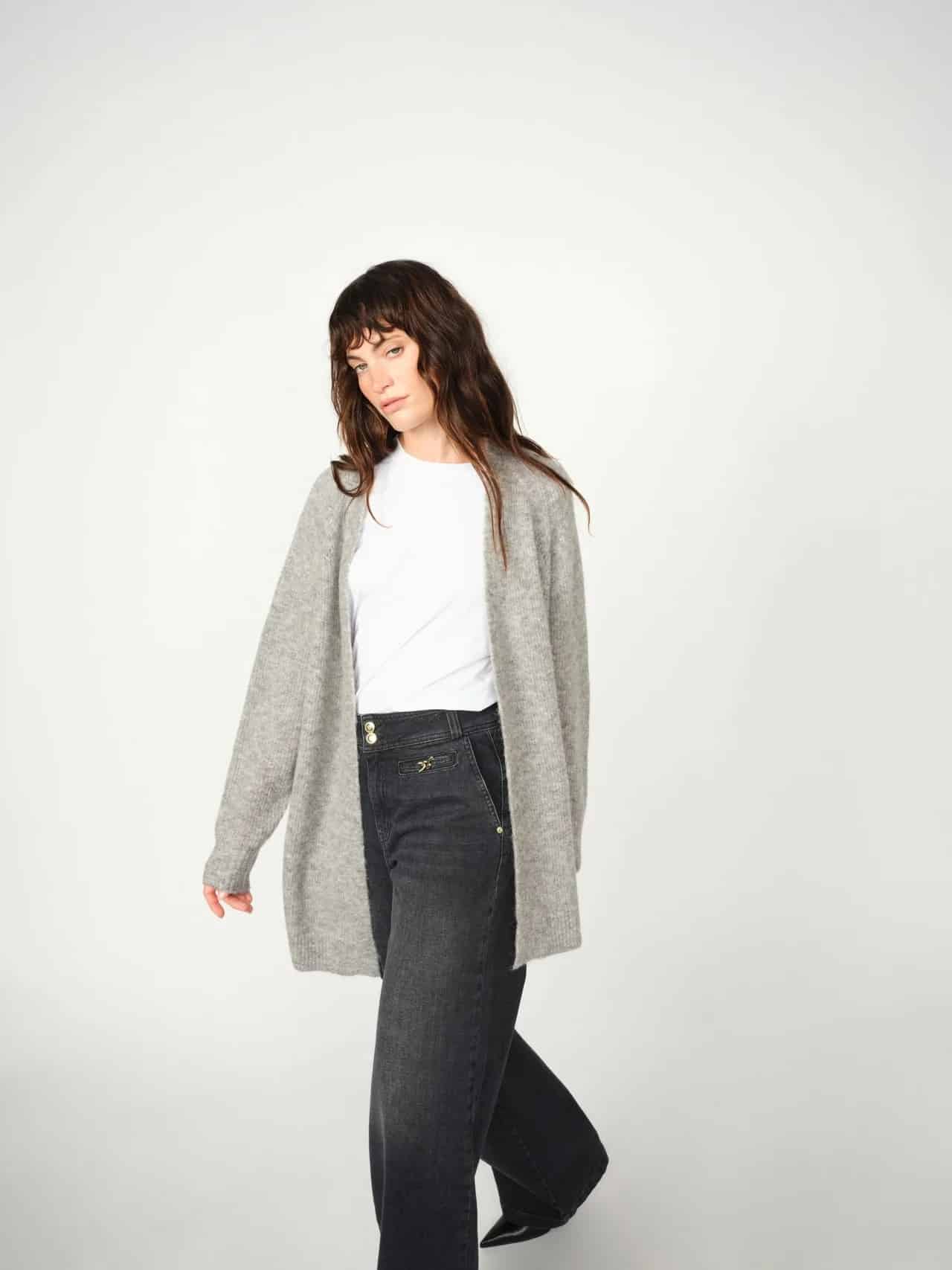 Mos Mosh MMThora Long Cardigan Grey Melange - Bild 2