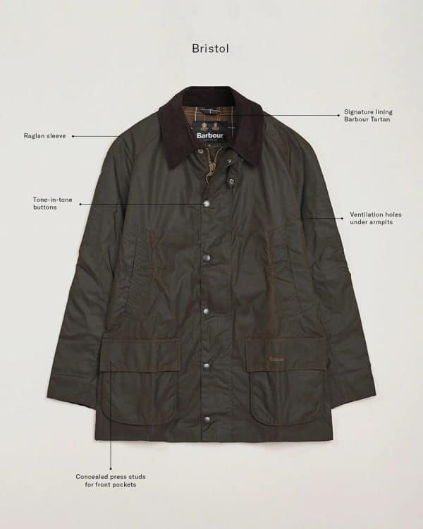 Barbour Bristol Wax Jacket Olive - Image 7