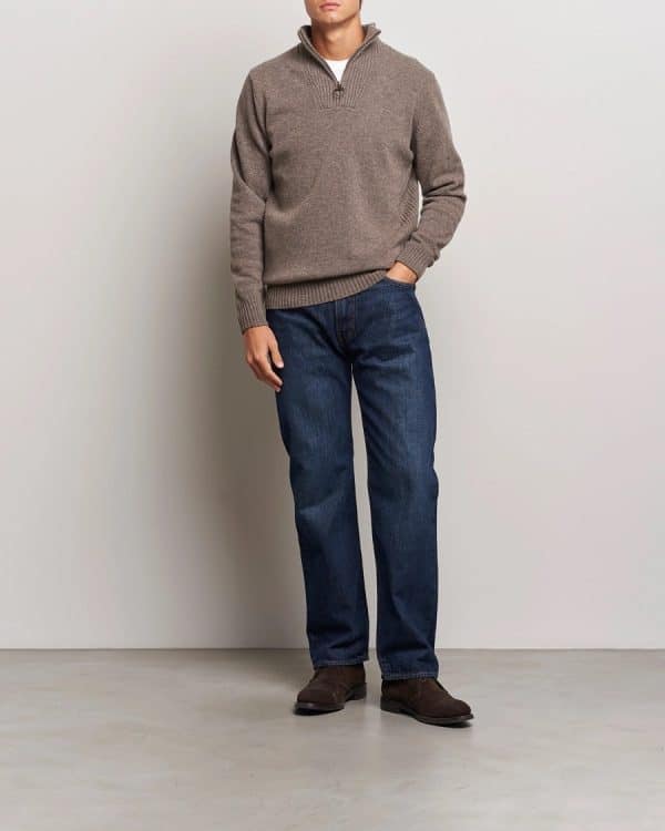 Barbour Essential Lambswool Half Zip Knit Dark Stone