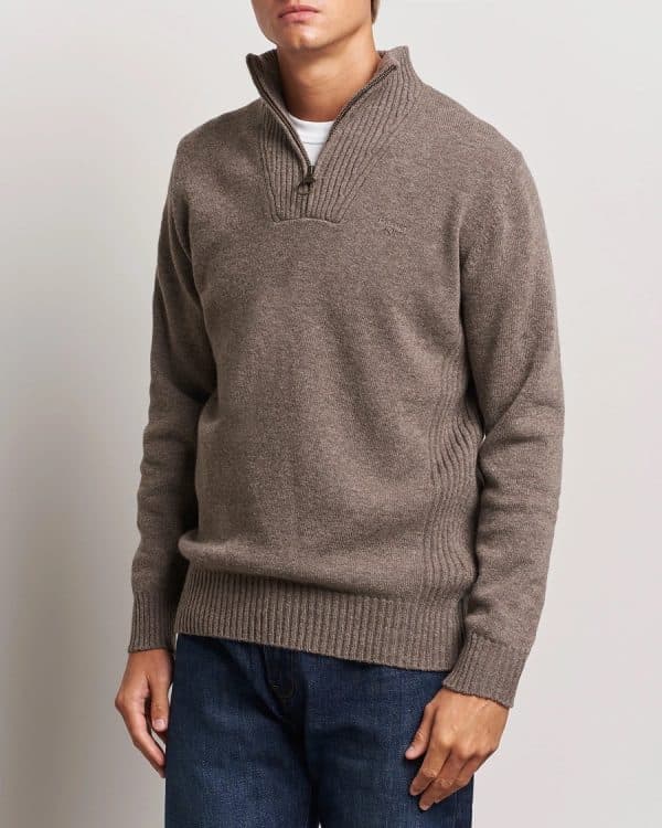 Barbour Essential Lambswool Half Zip Knit Dark Stone - Image 2