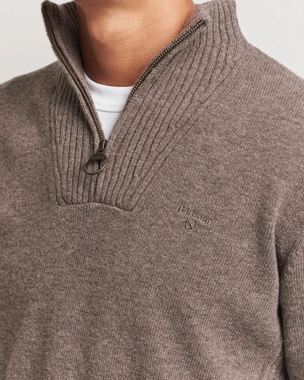 Barbour Essential Lambswool Half Zip Knit Dark Stone - Image 4