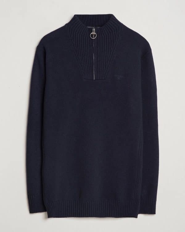 Barbour Essential Lambswool Half Zip Knit Navy - Image 4