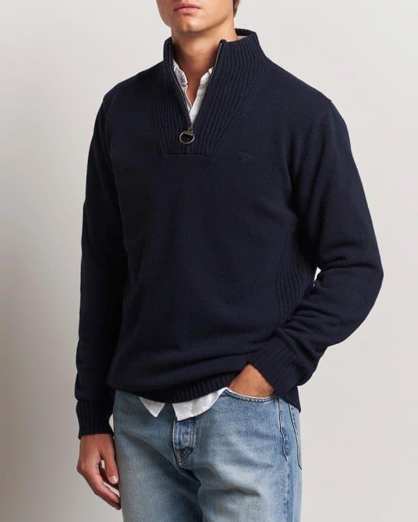 Barbour Essential Lambswool Half Zip Knit Navy - Image 2