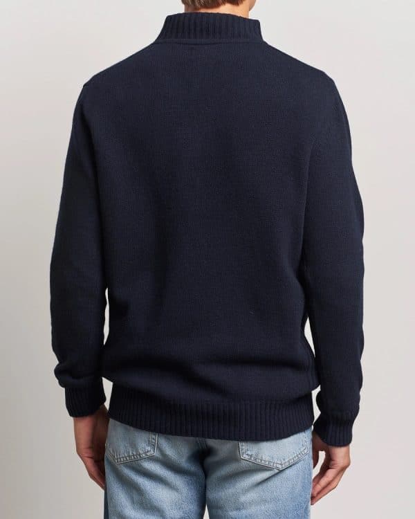 Barbour Essential Lambswool Half Zip Knit Navy - Image 3