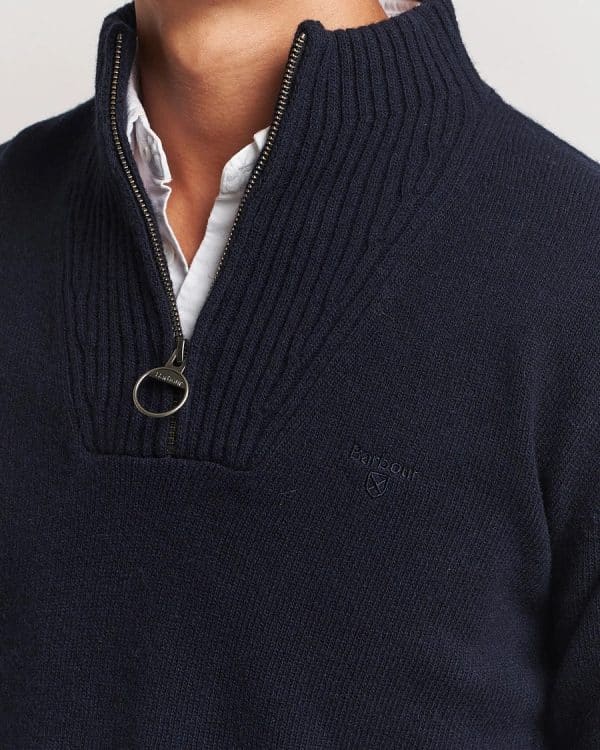 Barbour Essential Lambswool Half Zip Knit Navy - Image 5