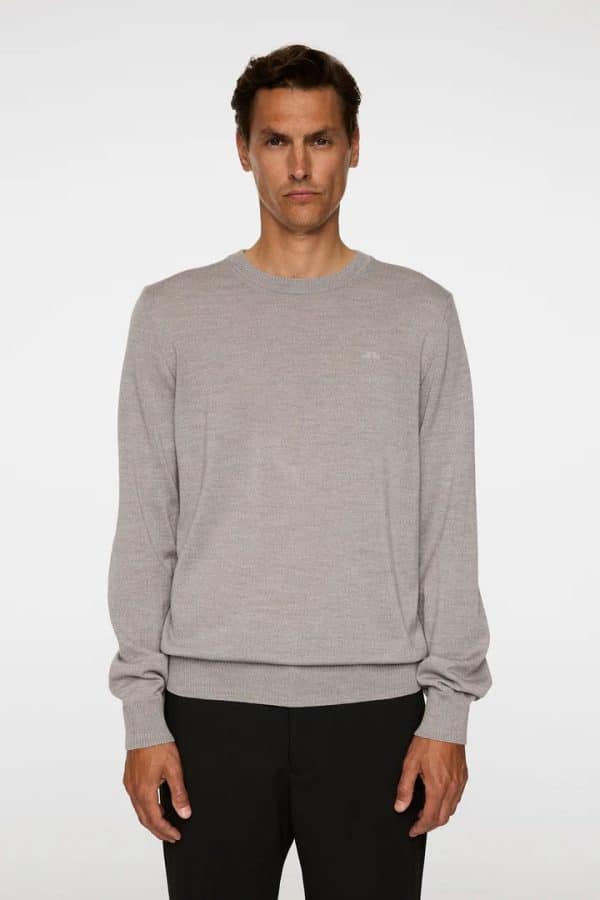 J.Lindeberg Keane Merino Crew Neck Light Grey Melange - Image 2