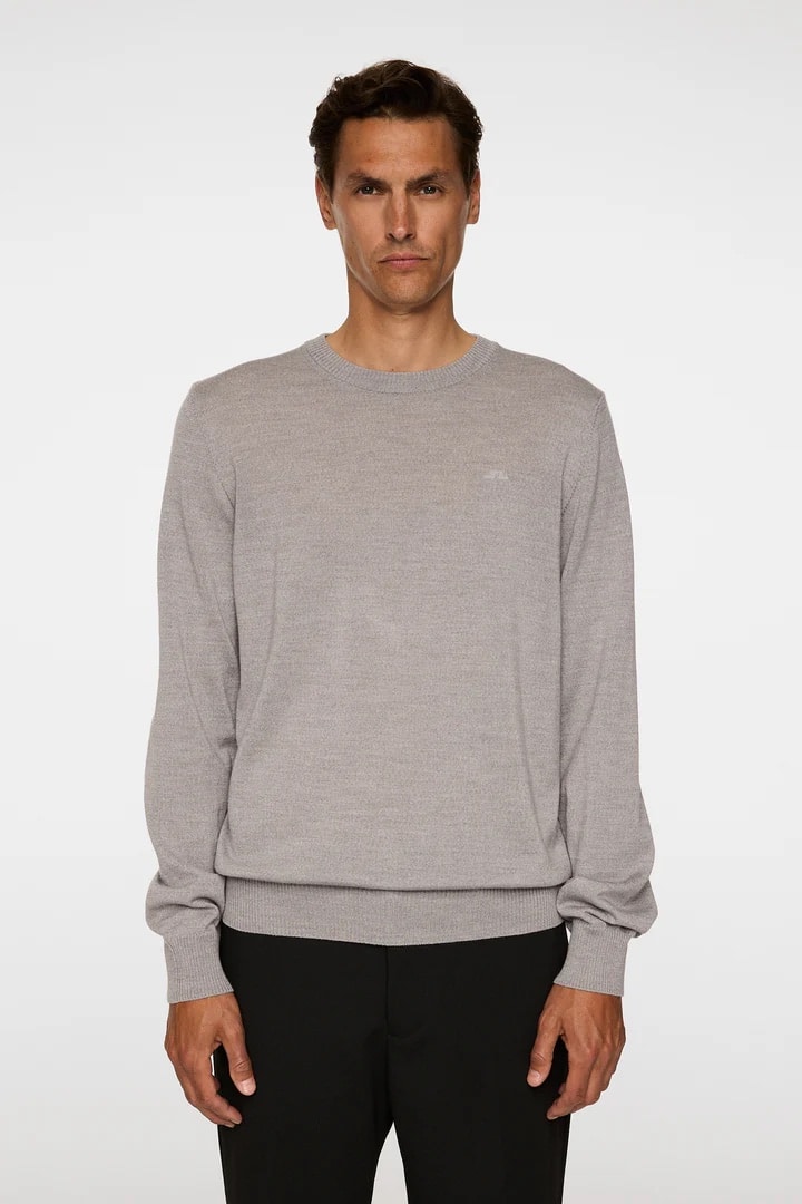 J.Lindeberg Keane Merino Crew Neck Light Grey Melange - Image 2