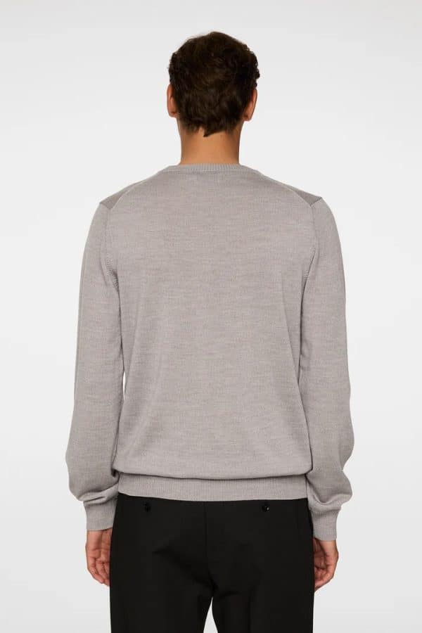 J.Lindeberg Keane Merino Crew Neck Light Grey Melange - Image 3
