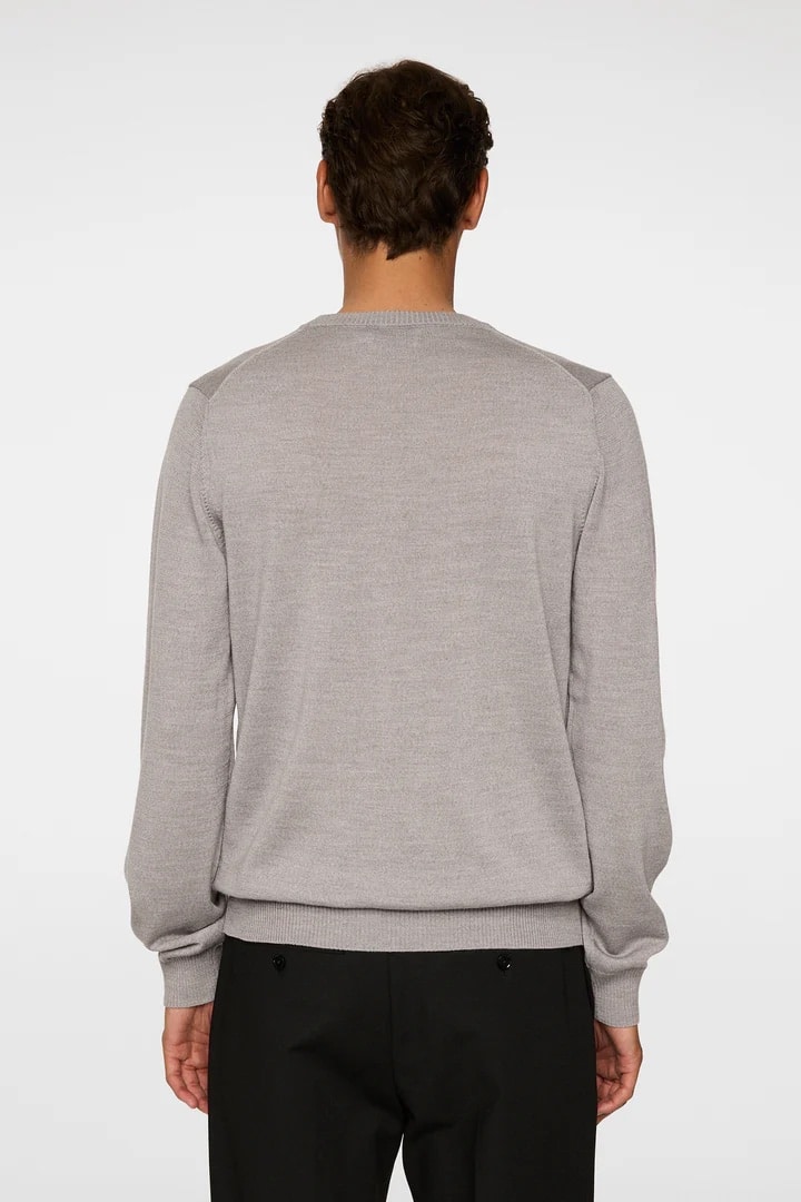 J.Lindeberg Keane Merino Crew Neck Light Grey Melange - Image 3