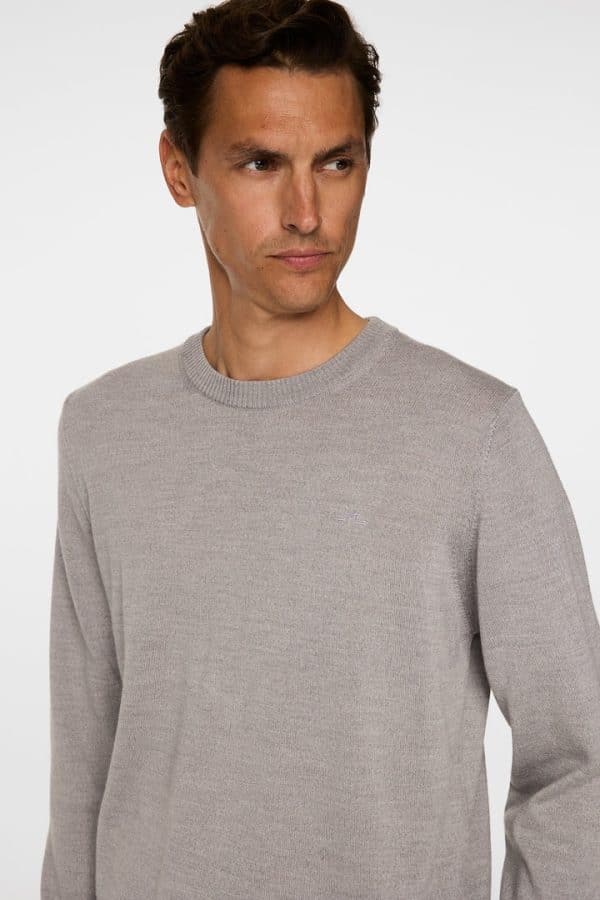 J.Lindeberg Keane Merino Crew Neck Light Grey Melange - Image 5