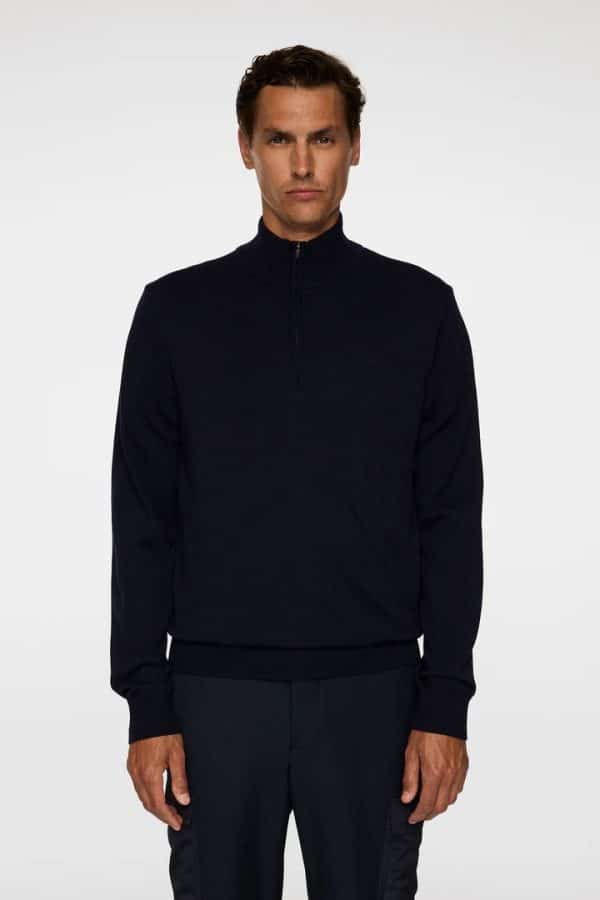 J.Lindeberg Kiyan Merino Quarter Zip Navy - Image 2