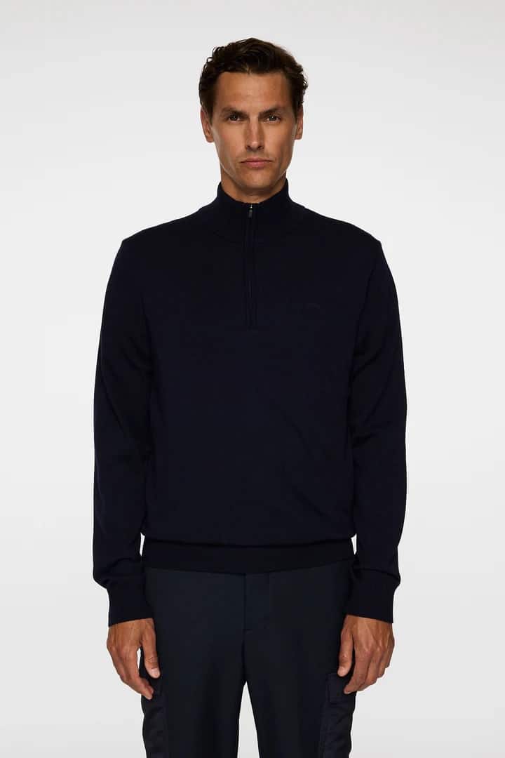 J.Lindeberg Kiyan Merino Quarter Zip Navy - Image 2