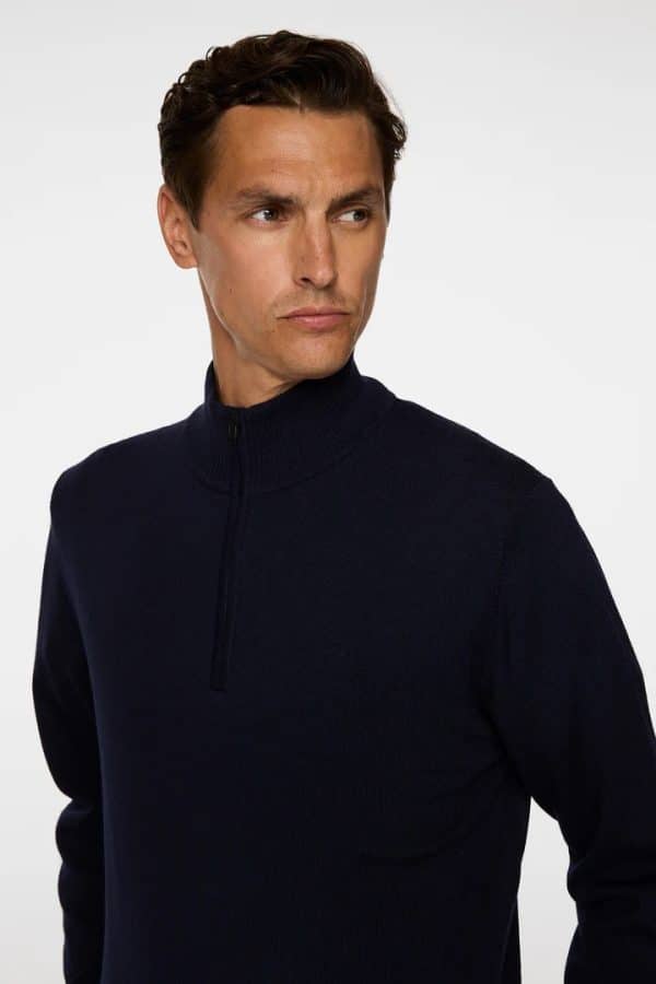 J.Lindeberg Kiyan Merino Quarter Zip Navy - Image 5