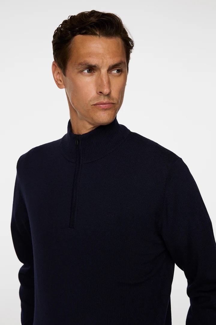 J.Lindeberg Kiyan Merino Quarter Zip Navy - Image 5