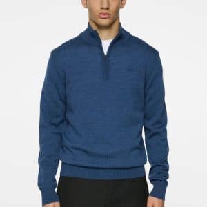 J.Lindeberg Kiyan Merino Quarter Zip Vintage Indigo Melange
