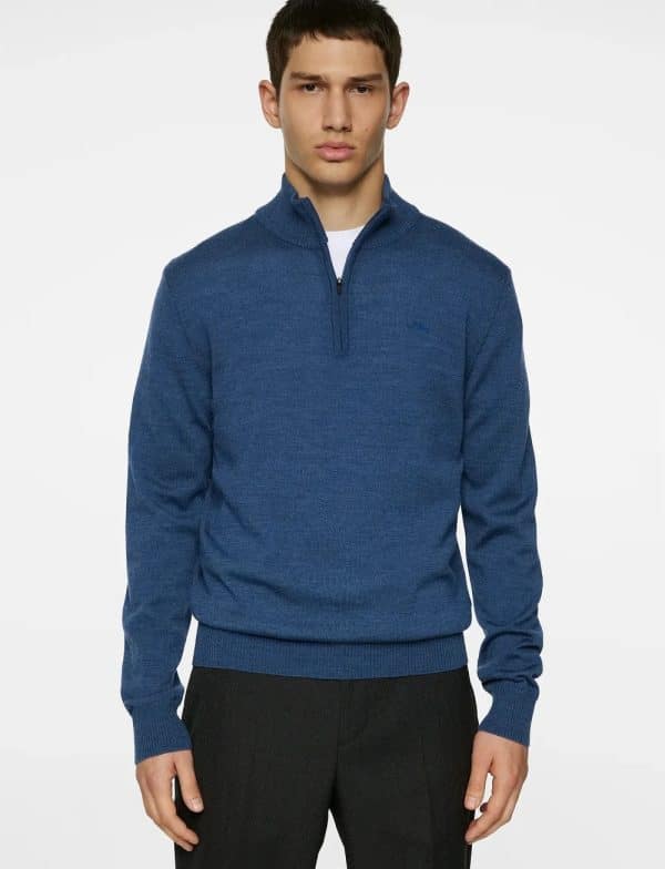 J.Lindeberg Kiyan Merino Quarter Zip Vintage Indigo Melange
