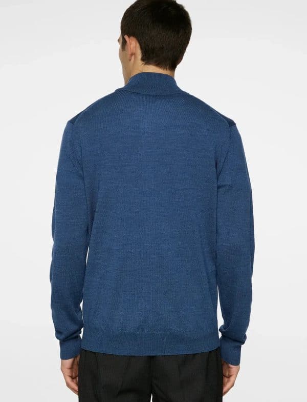 J.Lindeberg Kiyan Merino Quarter Zip Vintage Indigo Melange - Image 3