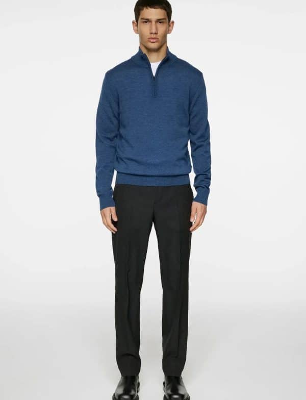 J.Lindeberg Kiyan Merino Quarter Zip Vintage Indigo Melange - Image 2