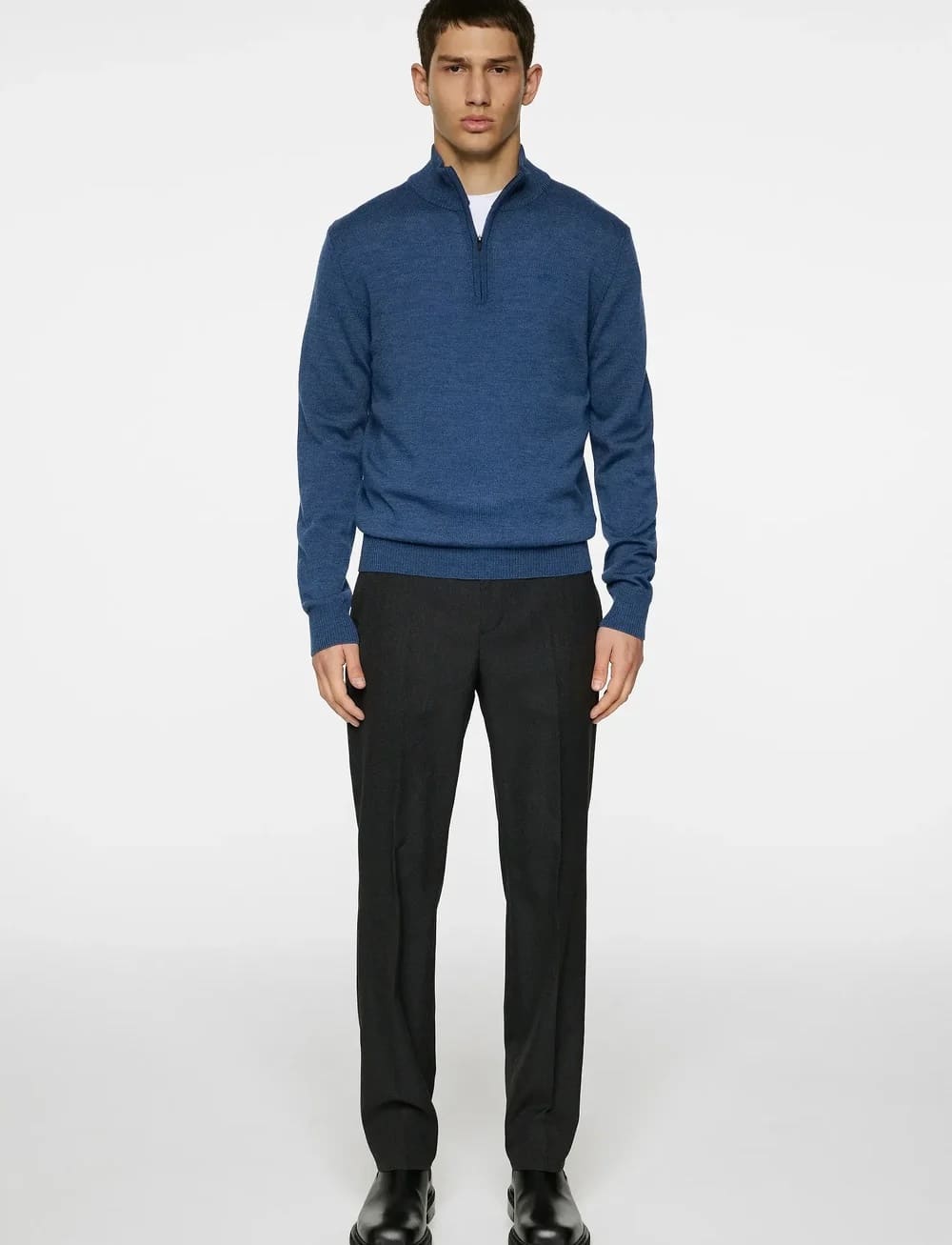J.Lindeberg Kiyan Merino Quarter Zip Vintage Indigo Melange - Image 2