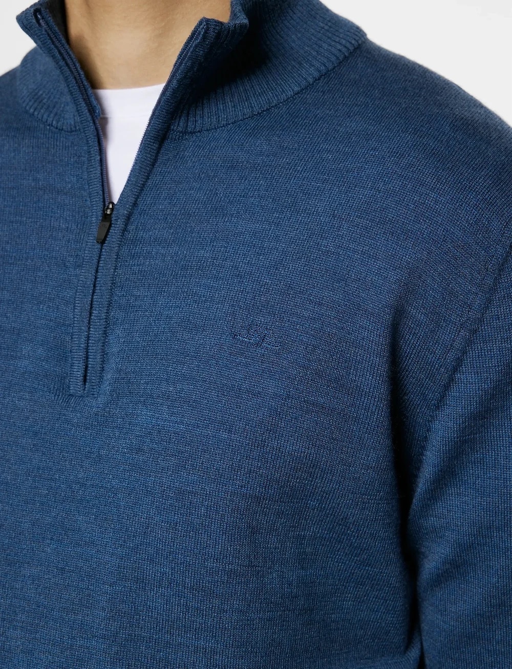 J.Lindeberg Kiyan Merino Quarter Zip Vintage Indigo Melange - Image 5