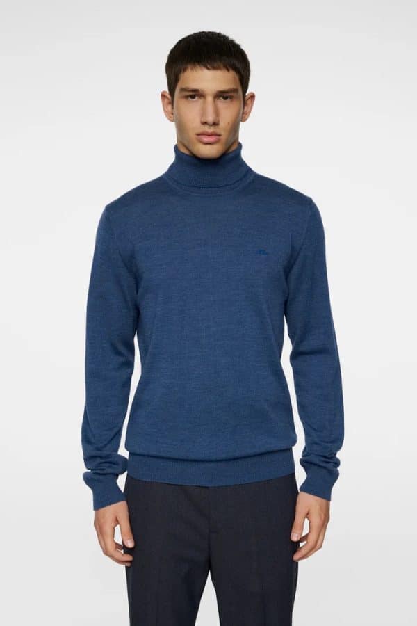 J.Lindeberg Kaden Merino Turtle Neck Vintage Indigo Melange - Image 2