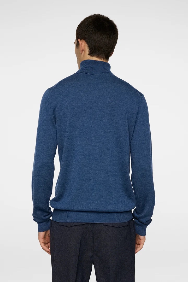 J.Lindeberg Kaden Merino Turtle Neck Vintage Indigo Melange - Image 3