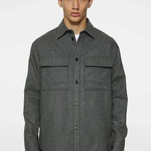 J.Lindeberg Flat Wool Overshirt Dark Grey Melange