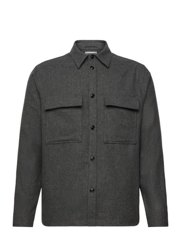 J.Lindeberg Flat Wool Overshirt Dark Grey Melange - Image 5
