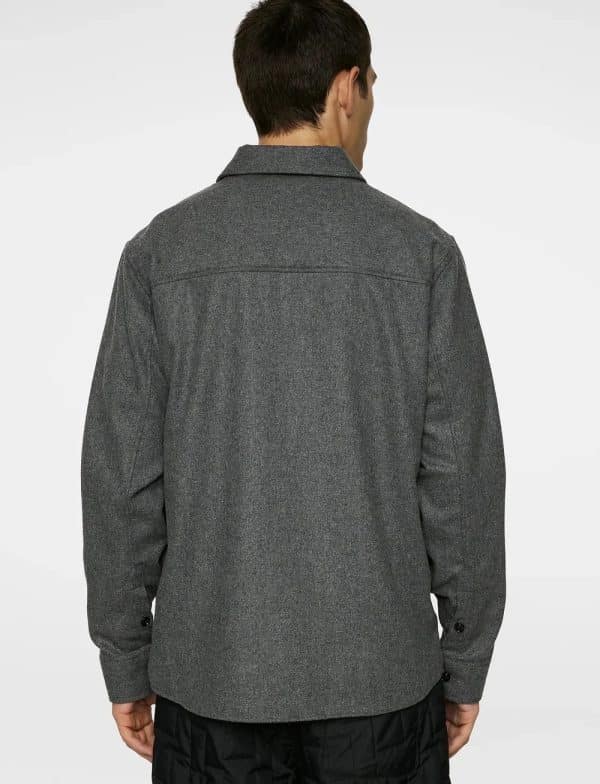 J.Lindeberg Flat Wool Overshirt Dark Grey Melange - Image 4