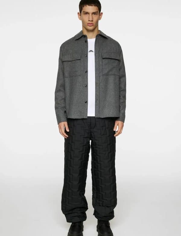 J.Lindeberg Flat Wool Overshirt Dark Grey Melange - Image 2