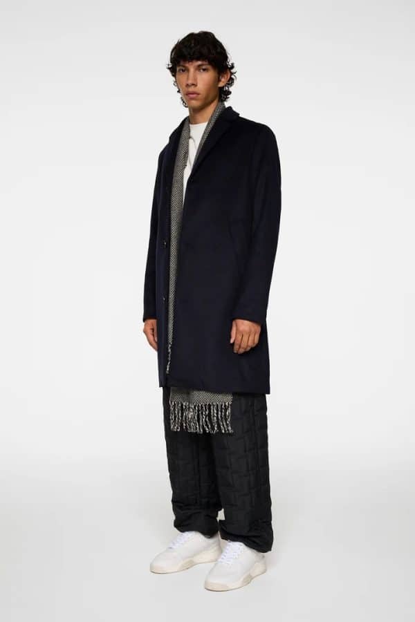 J.Lindeberg August Melton Cashmere Coat Navy - Image 2