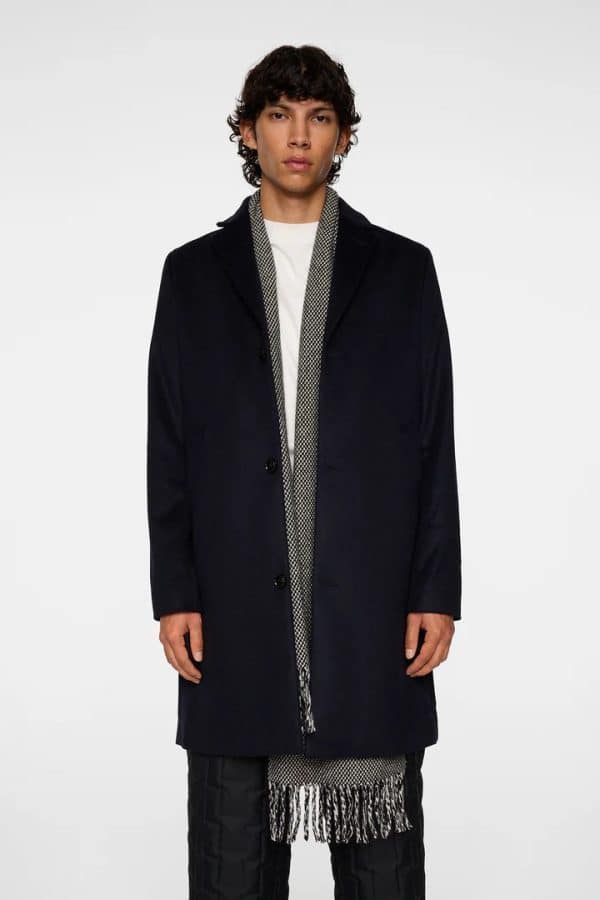 J.Lindeberg August Melton Cashmere Coat Navy - Image 4