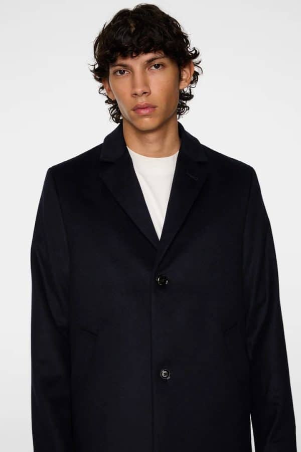 J.Lindeberg August Melton Cashmere Coat Navy - Image 7