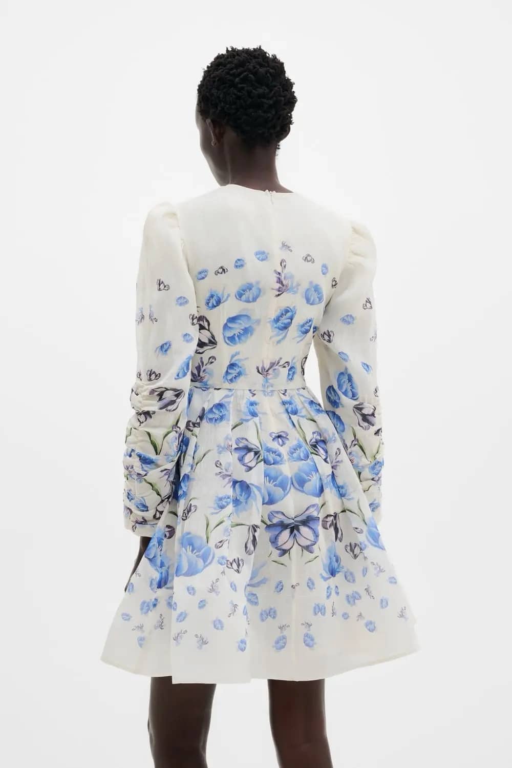 MALINA Leoni Silk Blend Mini Dress Tulip Blue - Image 3