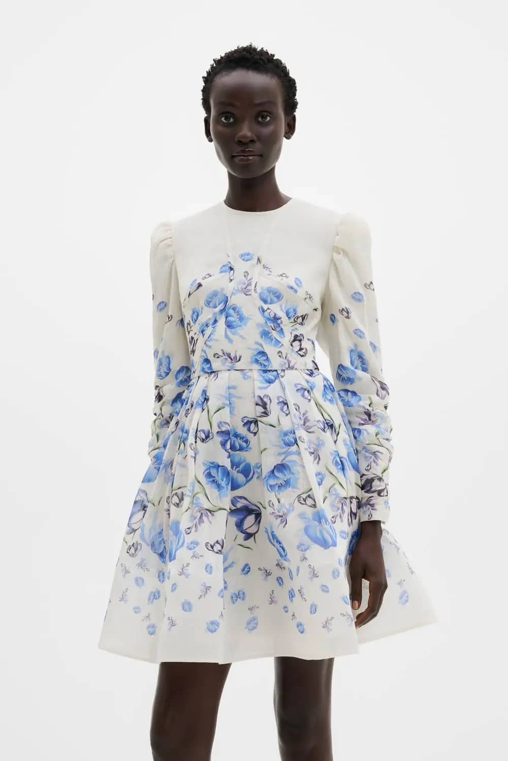 MALINA Leoni Silk Blend Mini Dress Tulip Blue - Image 2