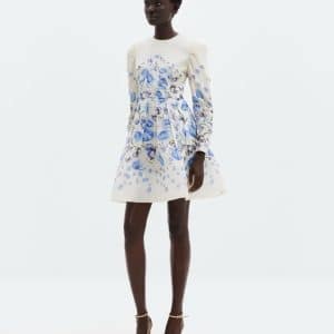 MALINA Leoni Silk Blend Mini Dress Tulip Blue